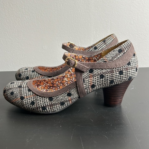 Ruby Shoo Lexi Plaid and Polkadot Tweed Mid Heel Mary Jane NWOT Size 6 - Picture 4 of 9